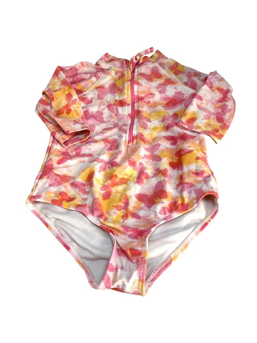 Limited Too Pink Butterfly Long Sleeve Rash Guard One Piece Swimsuit Girl's 4T
